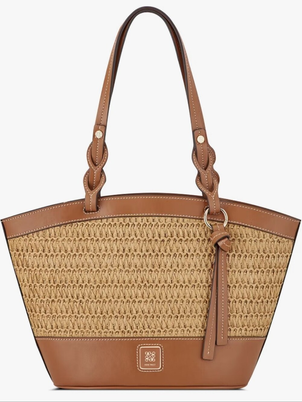 Nine West Women's Nefi Tote Shoulder, Braided, Straw, Raffia